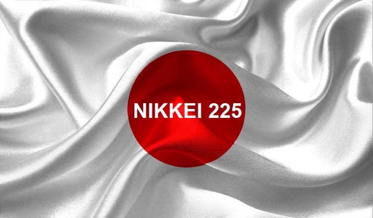 Indice Nikkei o Japan 225 e bandiera del Giappone